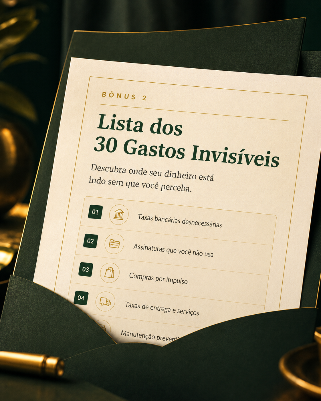 Mockup da lista dos 30 gastos invisíveis