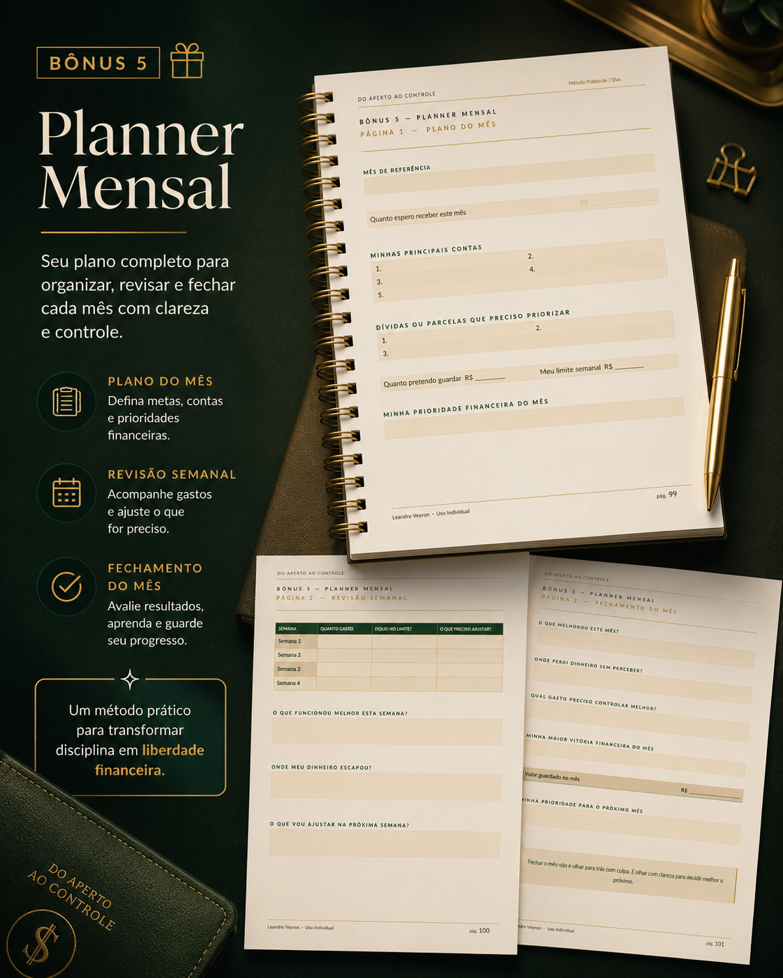 Mockup do planner mensal do dinheiro