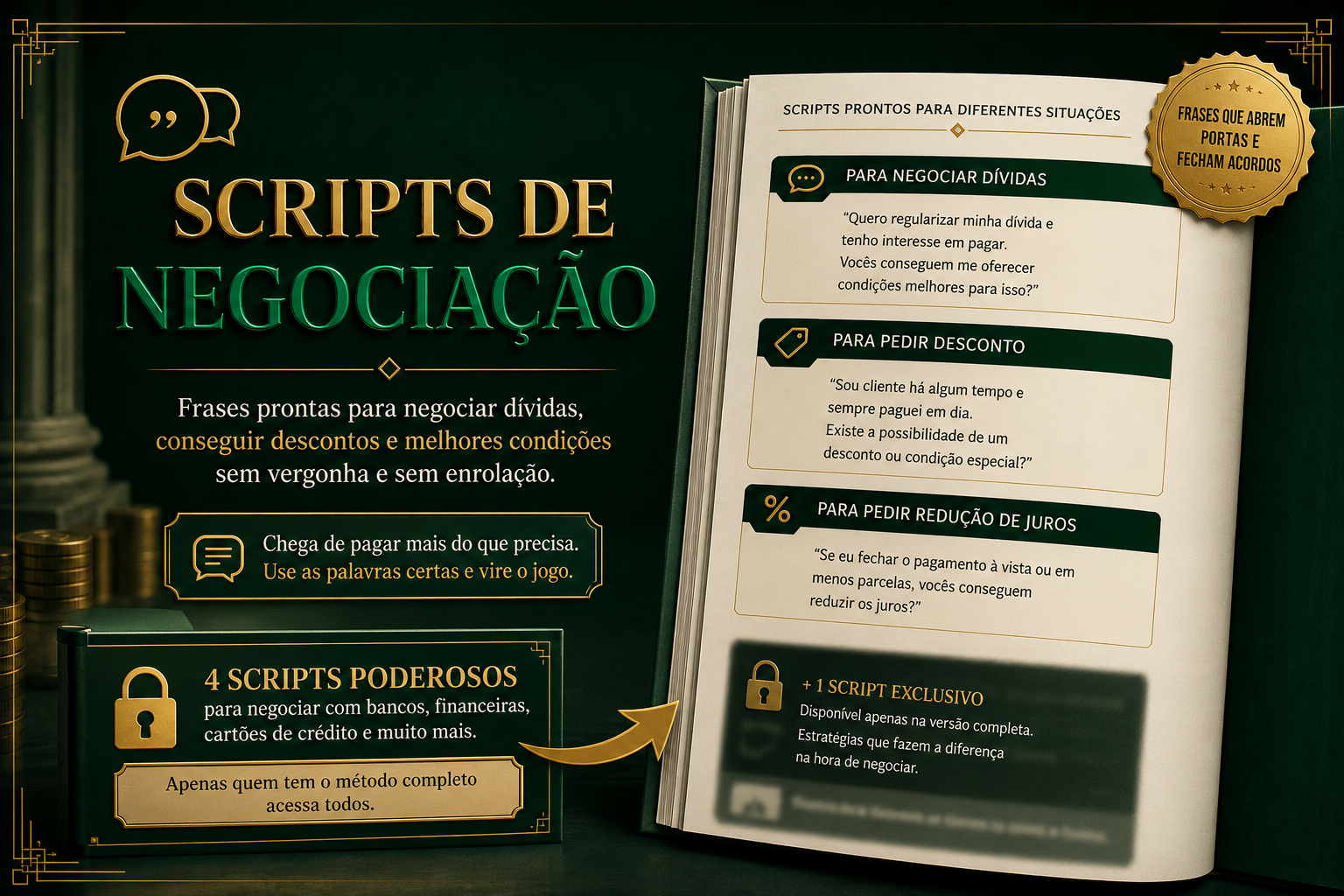 Mockup dos scripts de negociação de dívidas